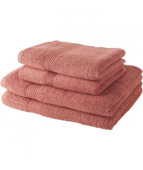 TODAY Lot de 2 Serviettes de Bain 50x100 cm + 2 Draps de Bain 70x130 cm Terracotta 100% coton