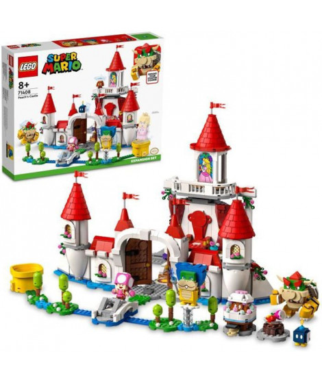 LEGO 71408 Super Mario Ensemble d'Extension Le Château de Peach, Jouet Château Fort, Figurine Bowser, Toadette, Enfant 8 Ans
