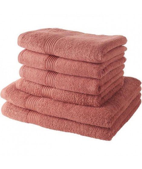 TODAY Lot de 4 Serviettes de Bain 50x100 cm + 2 Draps de Bain 70x130 cm 100% coton Terracotta