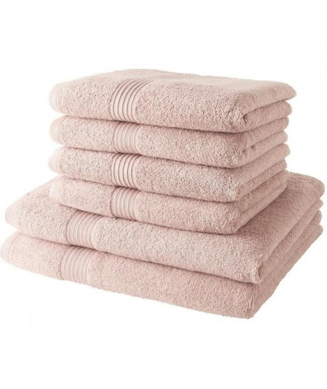 TODAY Lot de 4 Serviettes de Bain 50x100 cm + 2 Draps de Bain 70x130 cm 100% coton Rose de Sables