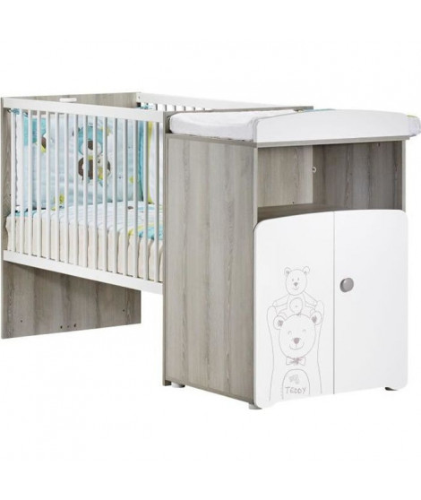 BABY PRICE TEDDY Lit Bébé Combiné Evolutif  120x60 en 90x190