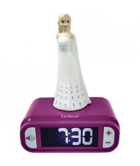 LA REINE DES NEIGES 2 - Réveil digital Elsa avec veilleuse lumineuse en 3D et effets sonores - LEXIBOOK