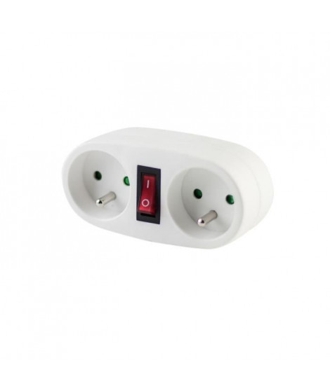 CHACON Prise biplite 2x16A avec interrupteur blanc