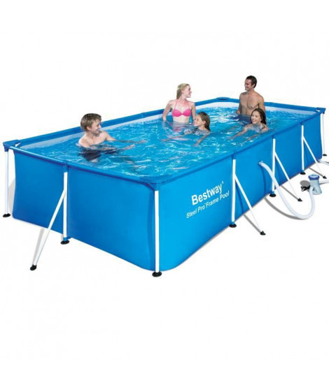 Kit Piscine hors sol tubulaire BESTWAY - Steel Pro - 400 x 211 x 81 cm - Rectangulaire (Livrée avec une pompe de filtration)