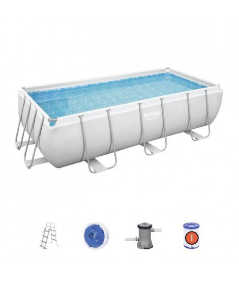 Kit Piscine hors sol tubulaire BESTWAY - Power Steel - 404 x 201 x 100 cm - Rectangulaire (Livrée avec échelle, pompe et dif…