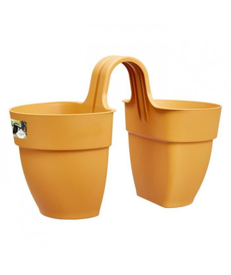 ELHO - Pot de fleurs -  Vibia Campana Flower Twin 21 - Jaune Miel - Balcon extérieur - L 38.4 x W 20.5 x H 26.5 cm