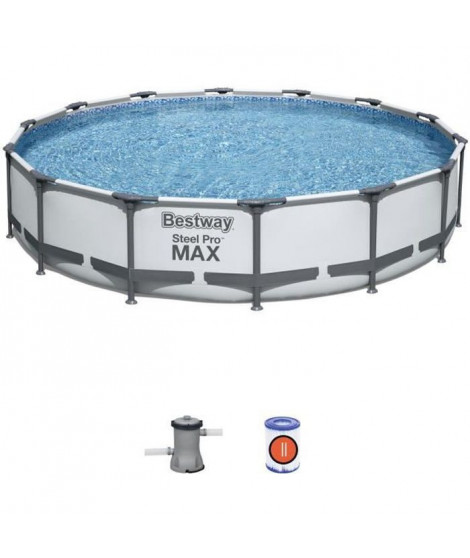 Kit Piscine hors sol tubulaire BESTWAY - Steel Pro Max - 427 x 84 cm - Ronde (Livrée avec une pompe de filtration)