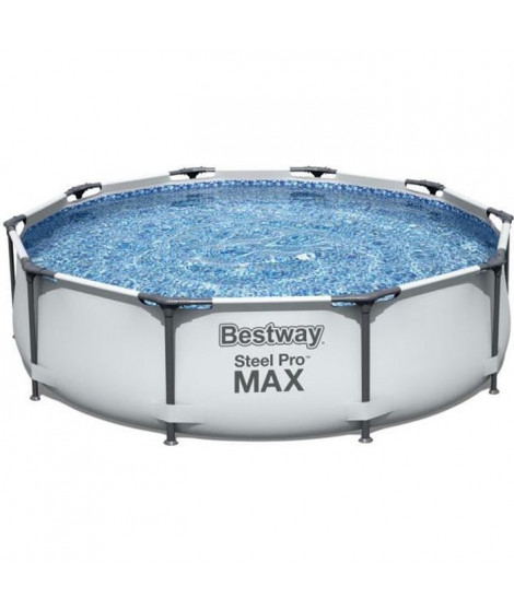 Kit Piscine hors sol tubulaire BESTWAY Steel Pro Max - 305 x 76 cm - Ronde (Livrée avec un patche de réparation)