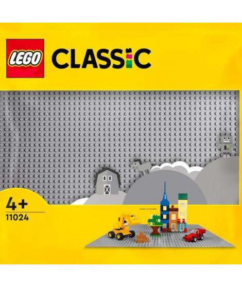 LEGO 11024 Classic La Plaque De Construction Grise 48x48, Socle de Base pour Construction, Assemblage et Exposition