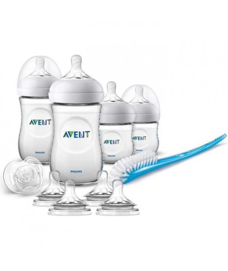 PHILIPS AVENT SCD301/02 Kit nouveau né : 2 biberons 125 ml Natural + 2 biberons 260 ml Natural + 1 sucette + 1 goupillon + 4 …