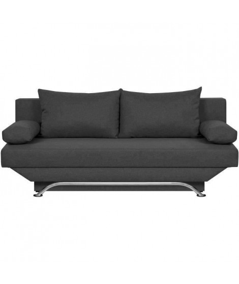 TEIJO Banquette convertible 3 places avec coffre de rangement - Tissu Gris Anthracite - L 190 x P 84 x H 92 cm