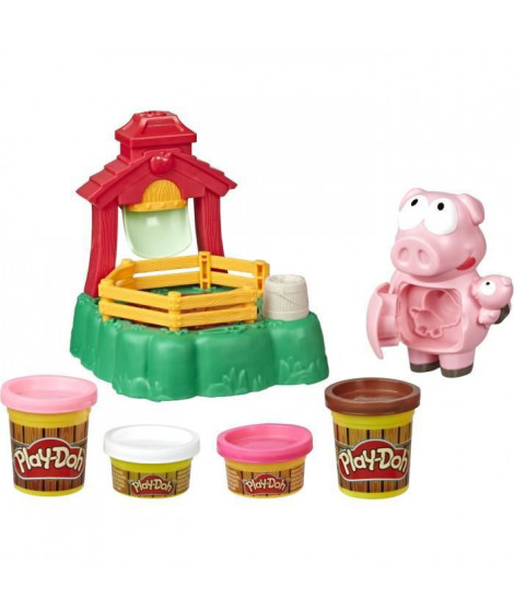 PLAY-DOH - Animal Crew - Pigsley Cochons farceurs avec jeu de ferme et 4 Pots de pâte PLAY-DOH - atoxique de différentes coul…