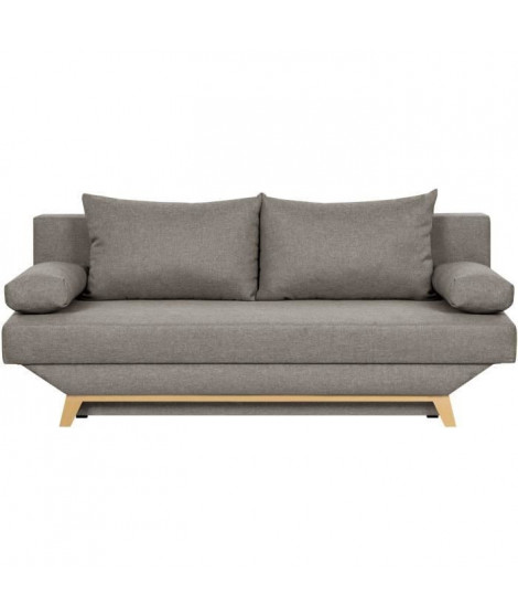 TEIJO Banquette convertible 3 places avec coffre de rangement - Tissu Taupe - L187 x P 91 x H 82 cm