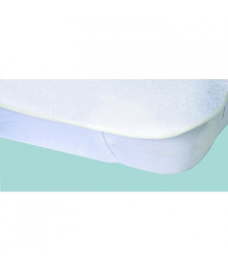 Protege-matelas imperméable Elasretane éponge bouclette 100% coton 80x190 cm blanc