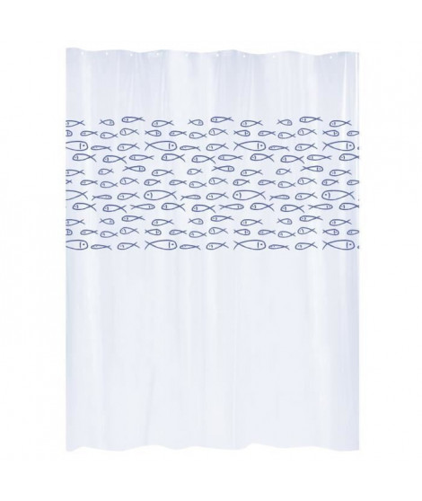 GELCO DESIGN Rideau de douche - 180x200 cm - Motif poisson - Majorelle