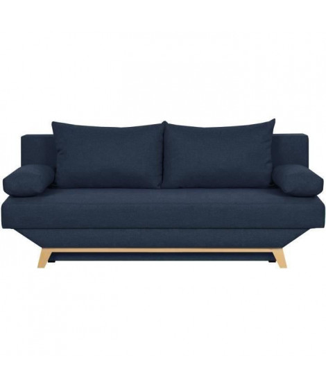 TEIJO Banquette convertible 3 places avec coffre de rangement - Tissu Bleu - L 190 x P 84 x H 92 cm