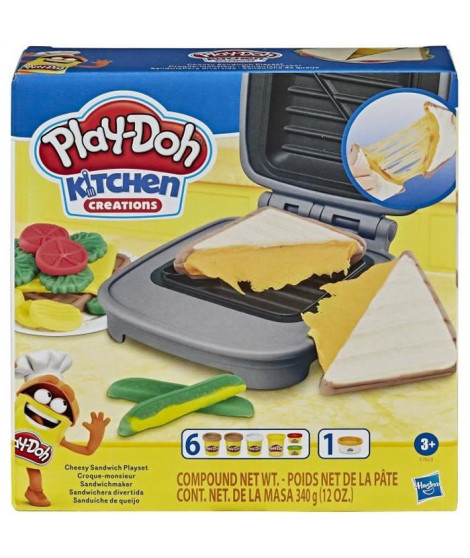 PLAY-DOH - Kitchen Creations - Croque -monsieur - theme de la nourriture - avec pâte PLAY-DOH - Elastix atoxique et 6 couleurs