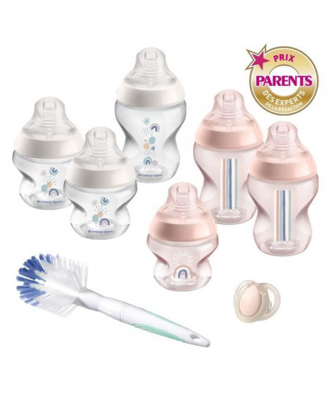 Tommee Tippee - Biberons Coffret Naissance Closer to Nature - Tétine Anti-Colique - Rose