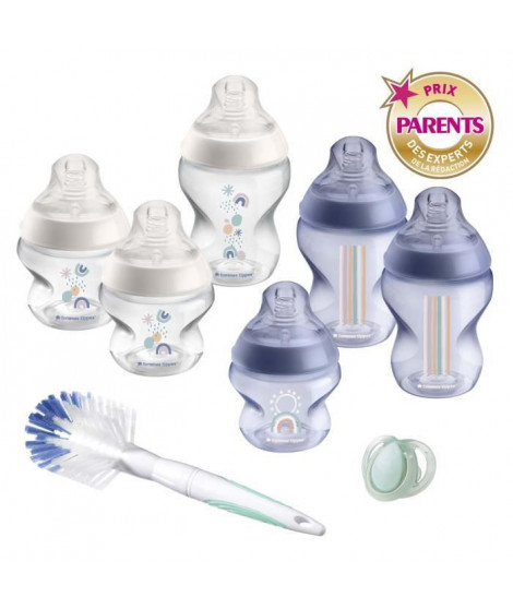 Tommee Tippee Biberons Coffret Naissance Closer to Nature - Tétine Anti-Colique - Bleu