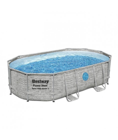 Kit Piscine hors sol BESTWAY - Power Steel- 488 x 305 x 107 cm - Ovale (Livrée avec filtre a sable, bâche, échelle)