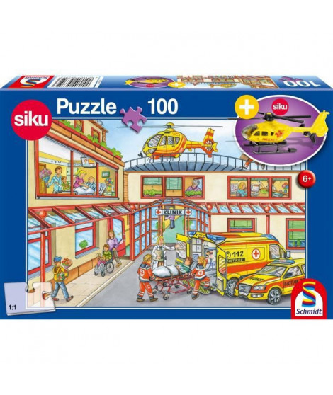 Puzzle - Avec modele Siku - SCHMIDT SPIELE - Hélicoptere de sauvetage - 100 pieces