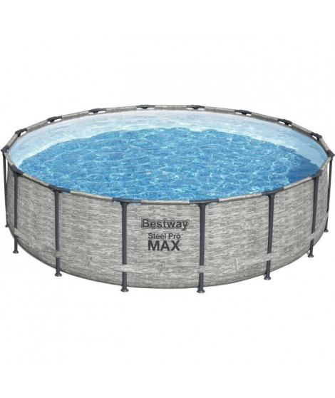 Kit Piscine hors sol tubulaire BESTWAY - Steel Pro Max - 488 x 122 cm - Ronde (Livrée avec pompe de filtration, échelle et b…