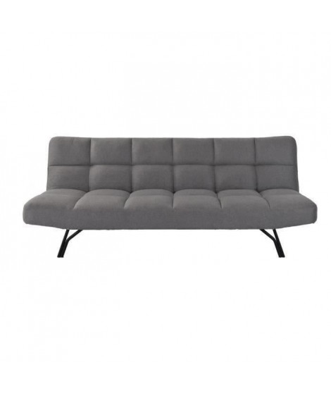 DASHA Banquette convertible clic-clac 3 places - Tissu gris clair et pieds en métal - L 191 x P 93 x H 77 cm