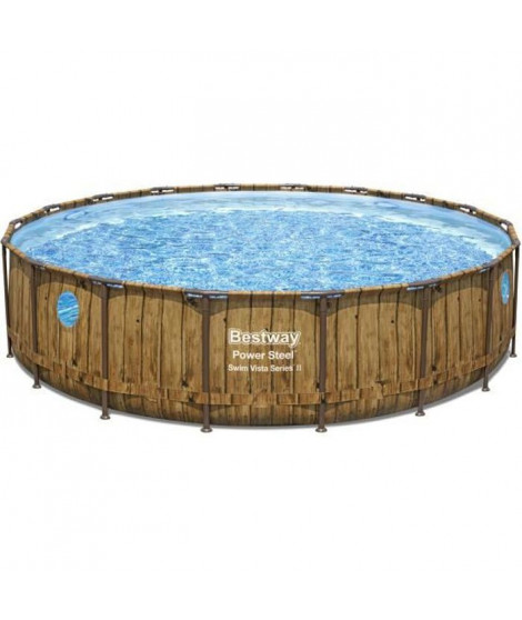 Kit Piscine hors sol BESTWAY Power Steel- 549 x 122 cm - Ronde (Livrée avec pompe a filtration, bâche, échelle et diffuseur)