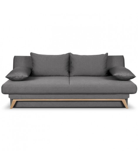 Canapé convertible avec coffre - Tissu Gris - L 202 x P 98 x H 98 cm - NAOTO