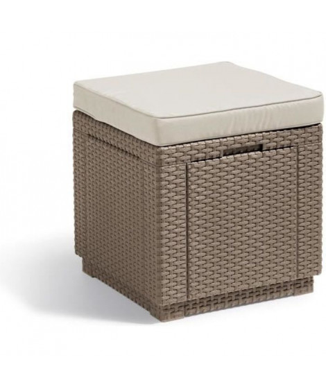 Allibert by KETER - Cube - Table pouf avec coussin - en résine - cappuccino