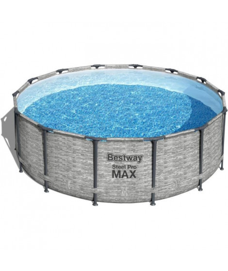 Kit Piscine hors sol tubulaire BESTWAY Steel Pro Max - 427 x 122 cm - Ronde (Livrée avec pompe de filtration, échelle + bâche)