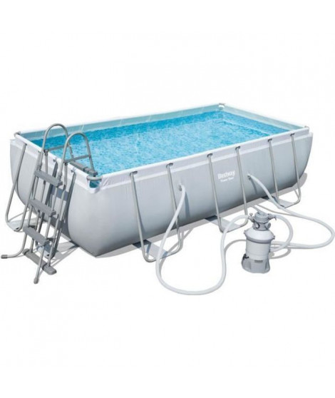 Kit Piscine hors sol tubulaire BESTWAY - Power Steel - 404 x 201 x 100 cm - Rectangulaire (Filtre a sable, échelle, diffuseur)