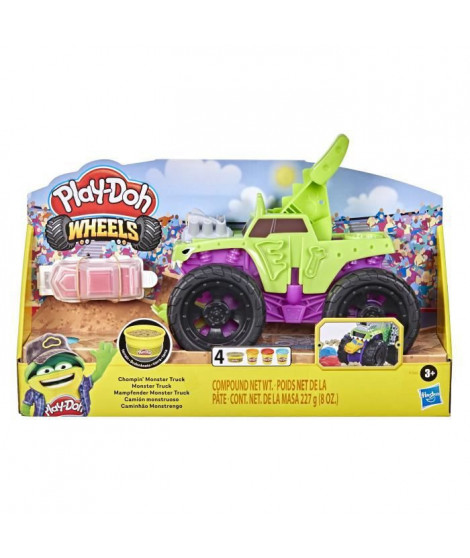 PLAY-DOH - Wheels - Jouet Monster Truck avec voiture et 4 couleurs