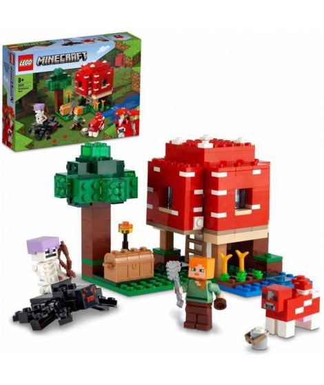 LEGO 21179 Minecraft La Maison Champignon, Set Jouet de Construction pour Enfants des 8 ans, Idée de Cadeau, avec Figurines