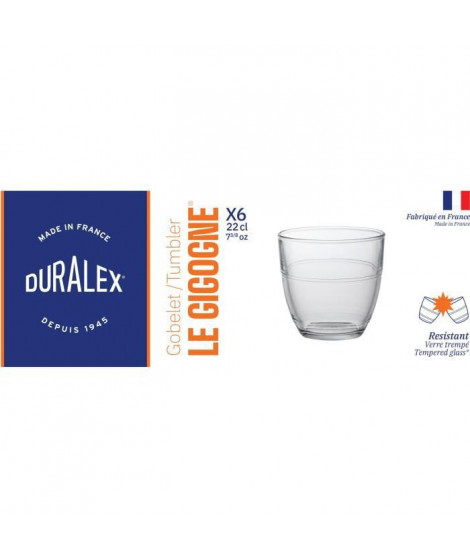 DURALEX - Gigogne Transparent - Gobelet 22 cl - verre trempé