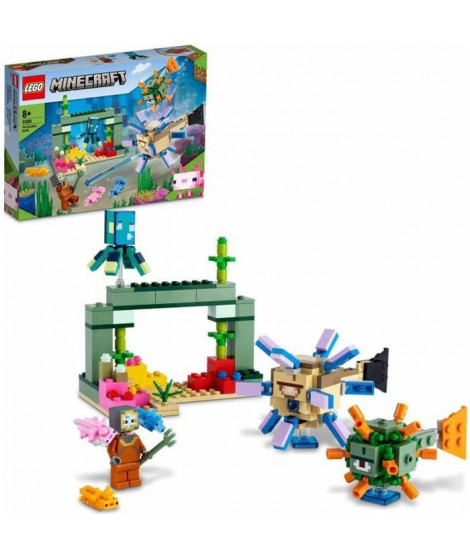 LEGO 21180 Minecraft Le Combat Des Gardiens, Set Aventure Sous-Marine, Jouet de Construction Enfants +8 ans et Figurines Mobs