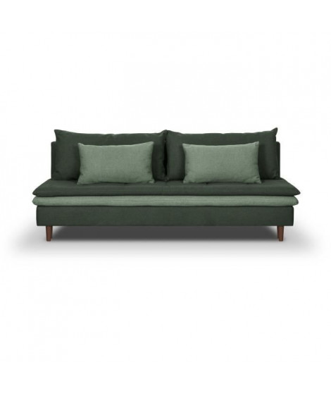 Banquette convertible 3 places MASSA - Tissu vert kaki - L 195 x P 86 x H 82 cm