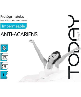 TODAY Protege Matelas / Alese Imperméable Anti-Acariens 90x190/200cm - 100% Coton