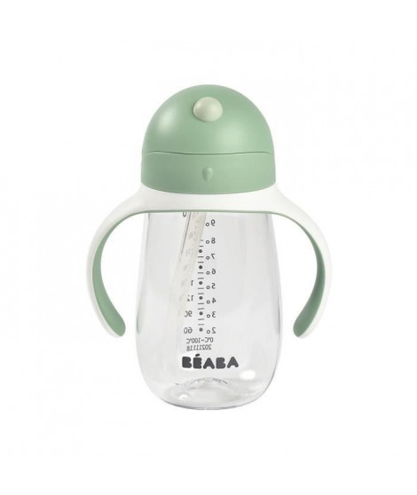 BEABA, Biberon/Tasse d'apprentissage /Tasse paille 300 ml, Vert sauge