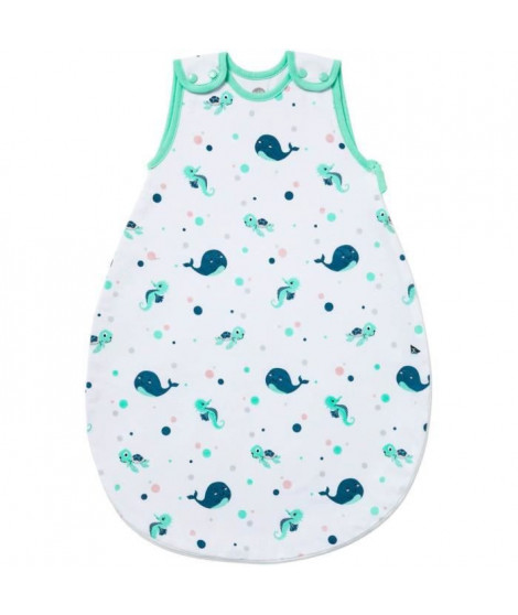 Gigoteuse été BABYCALIN BIO MARIN - Coton bio - 65 cm - 0-6 mois - Blanc et Bleu - BABYCALIN