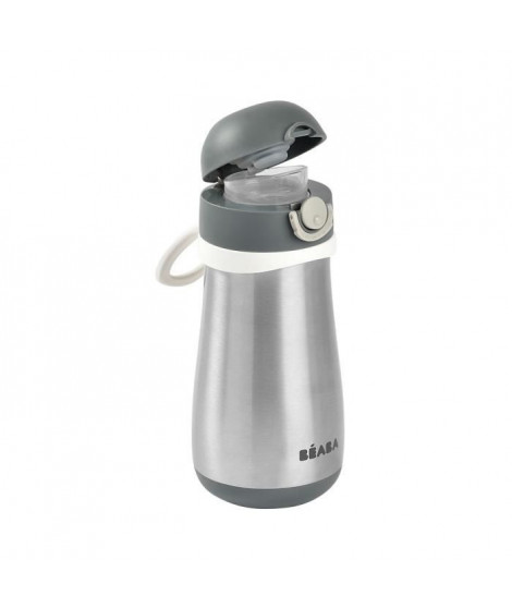 BEABA, Gourde inox 350 ml avec anse, Gris minéral