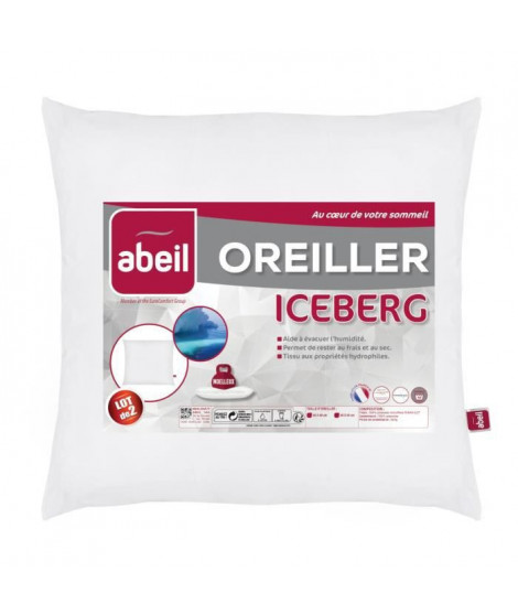 ABEIL Lot de 2 Oreillers moelleux ICEBERG 60x60cm