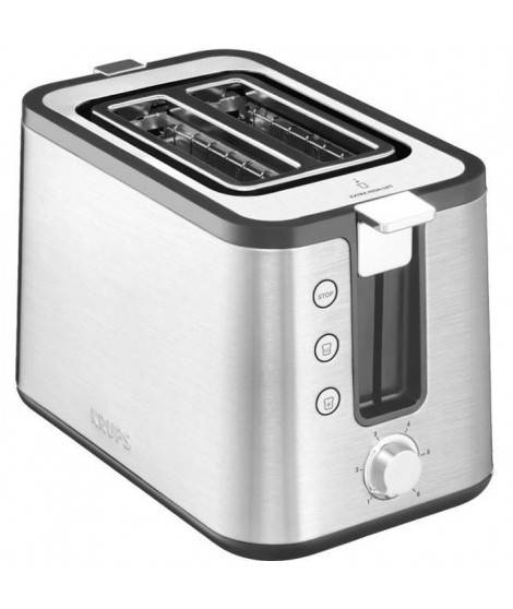 KRUPS KH442D10 Control Line Grille-pain inox, Toaster 2 fentes larges, Remontée extra haute, Fonctions réchauffage et décongé…