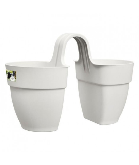 ELHO - Pot de fleurs -  Vibia Campana Flower Twin 21 - Blanc Soie - Balcon extérieur - L 38.4 x W 20.5 x H 26.5 cm