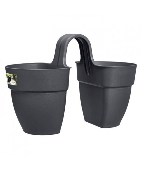 ELHO - Pot de fleurs -  Vibia Campana Flower Twin 21 - Anthracite - Balcon extérieur - L 38.4 x W 20.5 x H 26.5 cm