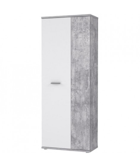 Armoire a chaussures style contemporain effet béton et blanc mat - L 69 cm