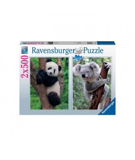 Puzzle 2x500 pieces - Panda et koala - Puzzle adultes Ravensburger - Des 10 ans - 17288