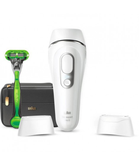 Braun Silk·expert Pro 5 PL5145 - IPL Pour Homme, Épilateur Lumiere Pulsée a Domicile, Blanc/Argent