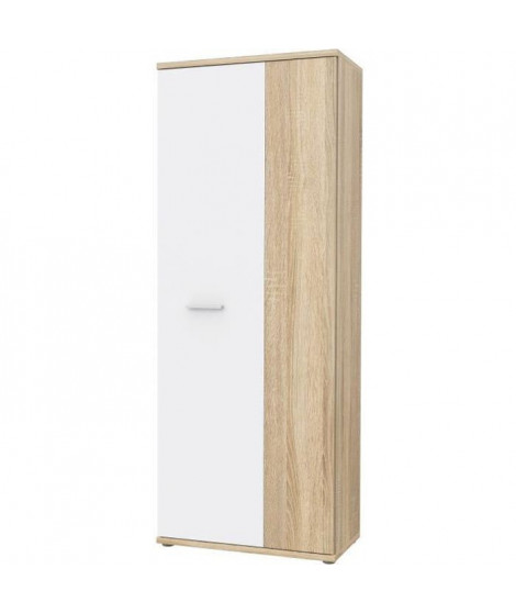 Armoire a chaussures style contemporain décor chene sonoma et blanc mat - L 69 cm