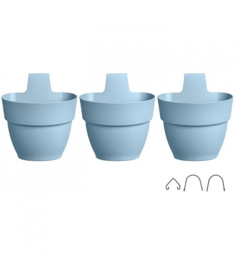 ELHO - Pot de fleurs -  Vibia Campana Foret Vertical Set/3 - Bleu Vintage - Balcon extérieur - L 17.1 x W 20.7 x H 29.7 cm